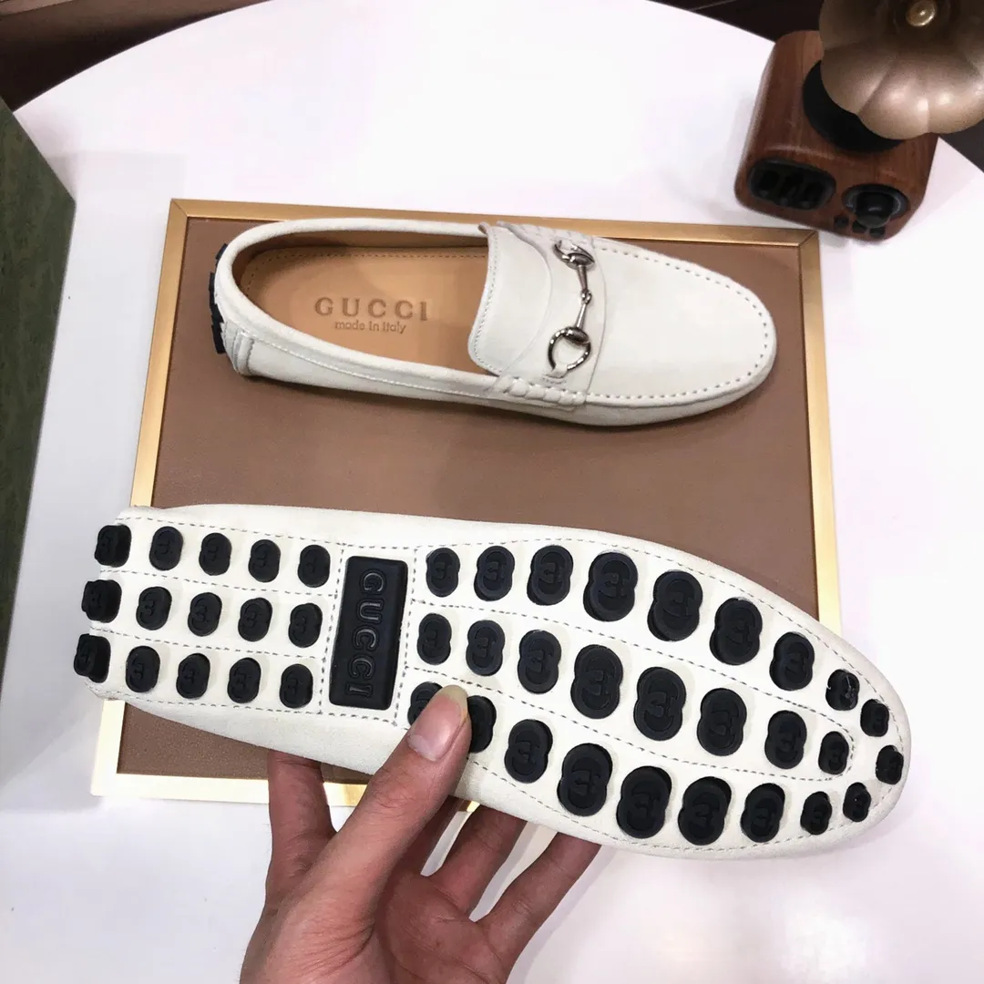Men's Men's Shoes💰420💰[Gucci GUCCI] (High-end Niuli) New 🍀Gucci*-Gucci Peas Shoes! Made of imported original cowhide, the inner top layer is comfortable cowhide lining! Original wear-resistant rubber outsole! High quality products! Code number 38-44!